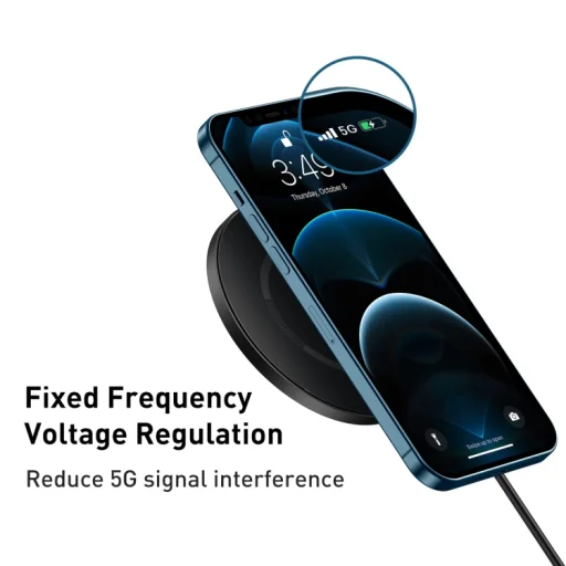 Baseus Simple Magnetic vezeték nélküli Qi töltő 15W iPhone 12 modellhez fekete (WXJK-E01) - 6