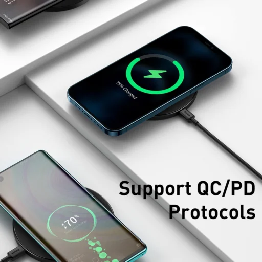 Baseus Simple Magnetic vezeték nélküli Qi töltő 15W iPhone 12 modellhez fekete (WXJK-E01) - 8