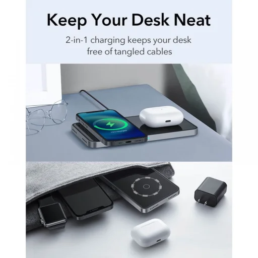ESR HaloLock 2in1 MagSafe mágneses vezeték nélküli gyorstöltő fekete - 5