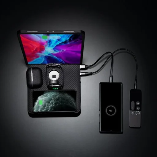 Pitaka Air Omni Lite 6in1 vezeték nélküli töltő állomás 18W fekete (AO3001) - 6