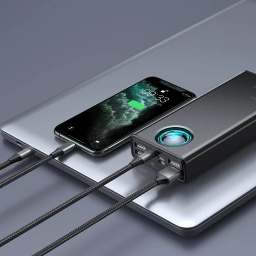 Baseus Ambilight 30000mAh powerbank 65W PD3.0 QC3.0 4x USB / 1x USB Type C + Type-C kábel fekete (PPLG-A01) - 6