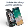 Rocketek 3in1 vezeték nélküli Qi gyorstöltő állvány iPhone/Apple Watch/ AirPods eszközökhöz fekete thumbnail