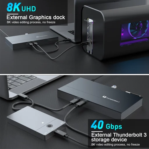 Rocketek 9in1 USB Type-C HUB USB 3.0/Thunderbolt 3 USB-C dokkoló szürke - 4