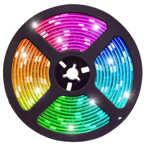 RGB LED szalag 5m vízálló 7W 300db LED távirányítóval, hálózati adapterrel - 2