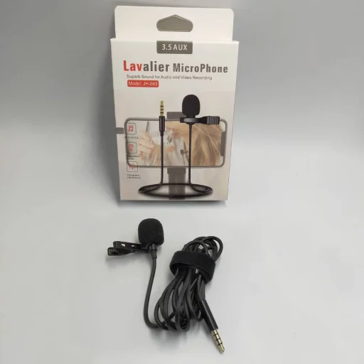 Csiptetős mikrofon mini jack 3.5mm csatlakozóval 1.5m kábellel fekete (JH-043) - 3