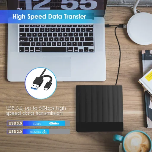 RayCue hordozható külső CD/DVD író/olvasó USB 3.0, Type-C csatlakozóval - 3