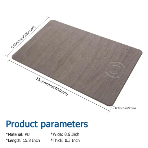 SMD S120 egérpad beépített vezeték nélküli, QI mobiltelefon töltővel (10W) halványbarna fa mintázattal	 - 3