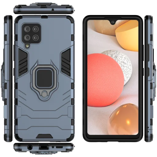 Ring Armor Case Kickstand telefontok Samsung Galaxy A42 5G készülékhez kék színben - 5