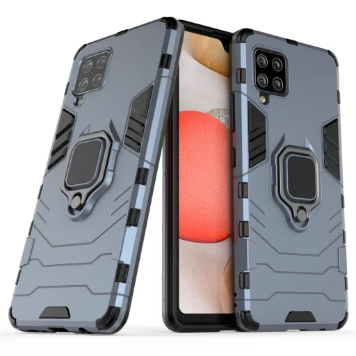 Ring Armor Case Kickstand telefontok Samsung Galaxy A42 5G készülékhez kék színben - 1