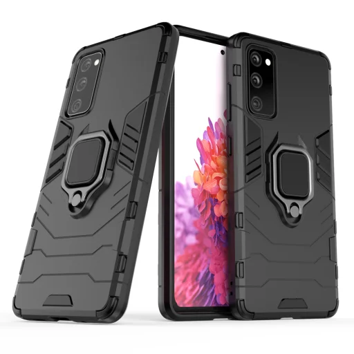 Samsung S20 FE 5G Ring Armor Case Kickstand telefontok készülékhez fekete színben - 1