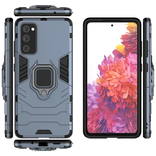 Samsung Galaxy S20 FE 5G Ring Armor Case Kickstand telefontok készülékhez kék színben - 5