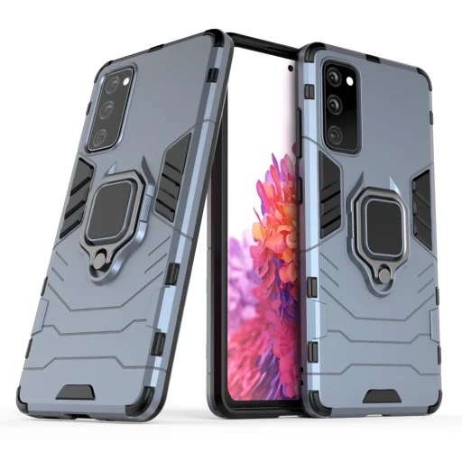 Samsung Galaxy S20 FE 5G Ring Armor Case Kickstand telefontok készülékhez kék színben - 1
