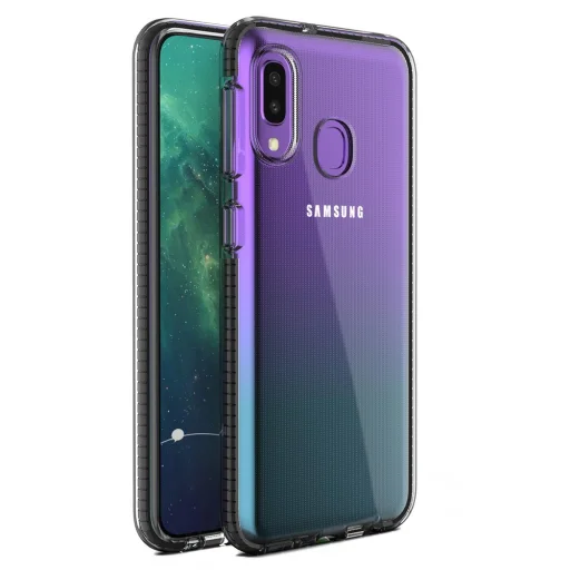 Spring átlátszó TPU tok színes kerettel Samsung A20e fekete - 1