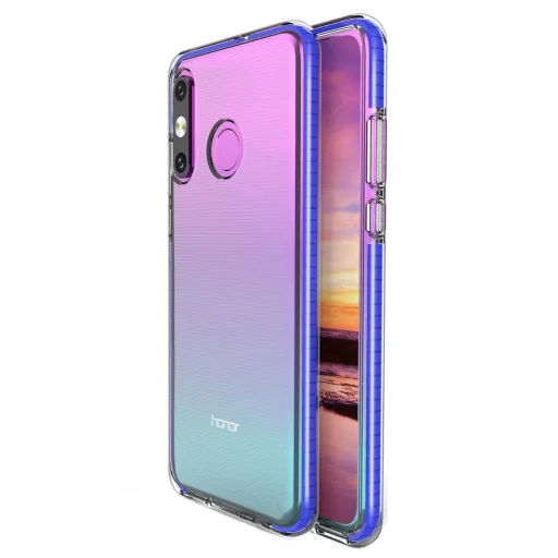 Huawei P30 Lite Spring átlátszó TPU tok színes kerettel sötétékék - 1