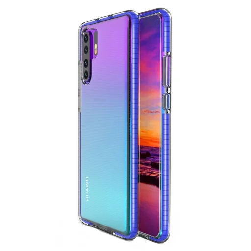 Spring átlátszó TPU tok színes kerettel Huawei P30 Pro sötétkék - 1