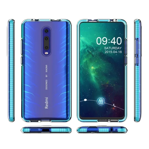 Xiaomi Mi 9T / Xiaomi Mi 9T Pro Spring átlátszó TPU tok színes kerettel sötétkék - 4