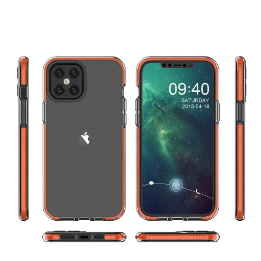 iPhone 12 Pro MAX Spring átlátszó TPU tok színes kerettel sötétkék - 3