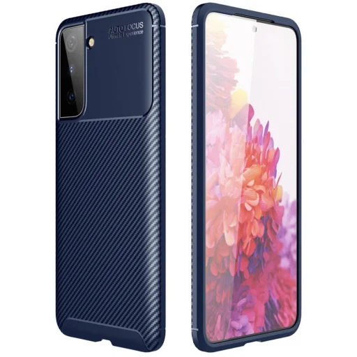 Samsung S21 Armored szénszál mintájú TPU tok kék - 1