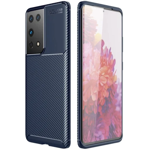 Samsung S21 Ultra Armored szénszál mintájú TPU tok kék - 1
