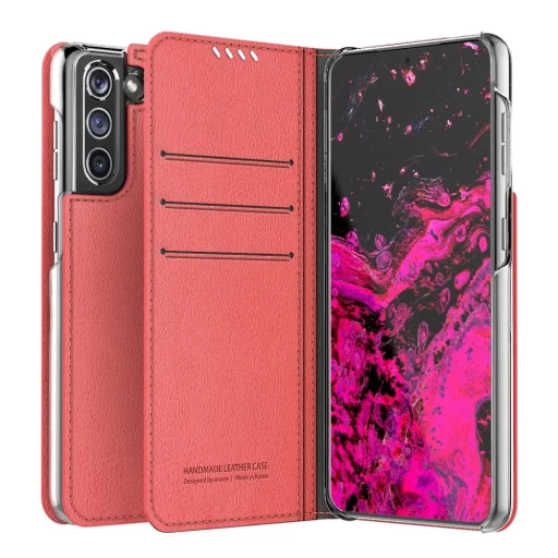 Samsung S21 Araree Mustang Fliptok Kártyatartóval Piros - 1