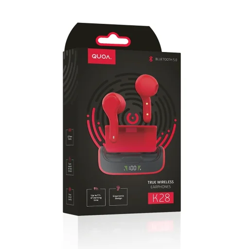 QUOA K28 TWS Bluetooth vezeték nélküli fülhallgató piros - 7