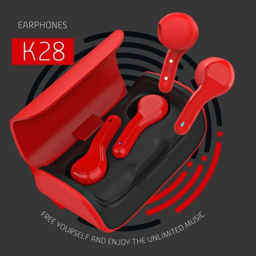 QUOA K28 TWS Bluetooth vezeték nélküli fülhallgató piros - 2