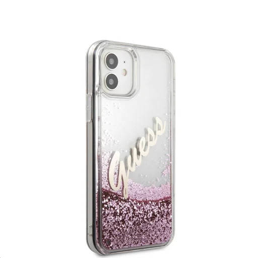 iPhone 12 mini Guess GUHCP12SGLVSPI Liquid Glitter Vintage PC tok pink - 2