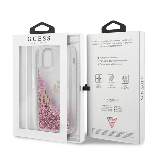 iPhone 12 mini Guess GUHCP12SGLVSPI Liquid Glitter Vintage PC tok pink - 4