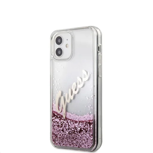 iPhone 12 mini Guess GUHCP12SGLVSPI Liquid Glitter Vintage PC tok pink - 5