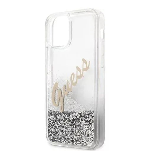 iPhone 12 Pro MAX Guess GUHCP12LGLVSSI Liquid Glitter Vintage PC tok ezüst - 4