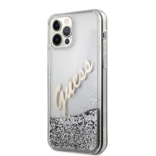 iPhone 12 Pro MAX Guess GUHCP12LGLVSSI Liquid Glitter Vintage PC tok ezüst - 1