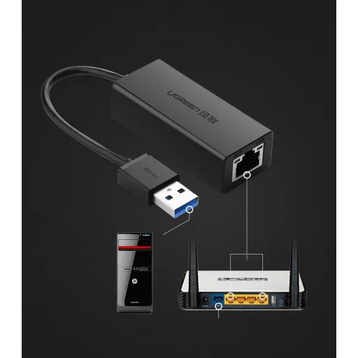 Ugreen USB 3.2 Gen 1 1000Mbps Gigabit külső hálózati adapter fehér (CR111 20255) - 12