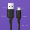 Ugreen USB - micro USB adat és töltő kábel 2.4A 480Mbps 1.5m fekete (US289 60137) thumbnail