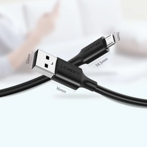 Ugreen USB - micro USB adat és töltő kábel 2.4A 480Mbps 1.5m fekete (US289 60137) - 11