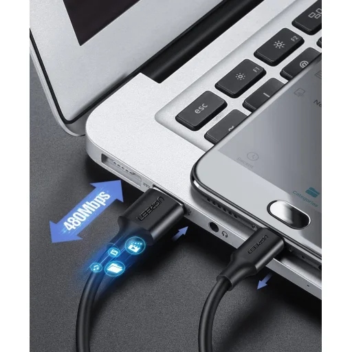 Ugreen USB - micro USB adat és töltő kábel 2.4A 480Mbps 1.5m fekete (US289 60137) - 4