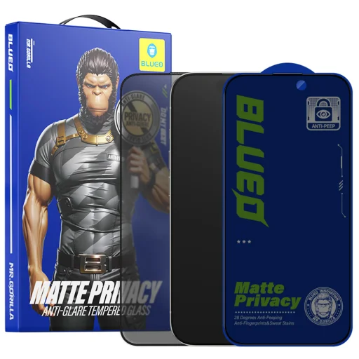 iPhone 14 Pro Max - Blueo Anti-Peep üveg - Matt fekete - 1