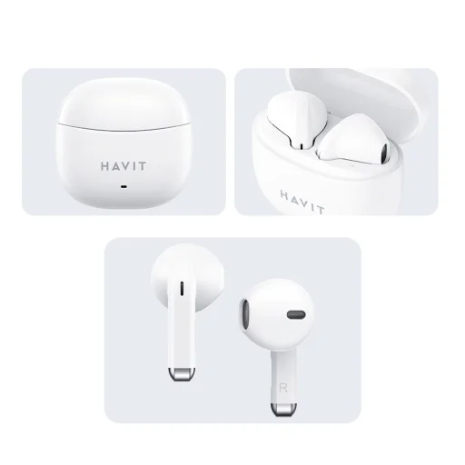 Vezeték nélküli fülhallgató (TW941) Havit - Mikrofonos, Bluetooth 5.3, True Wireless Stereo, Type-C, 250mAh - Fehér - 3