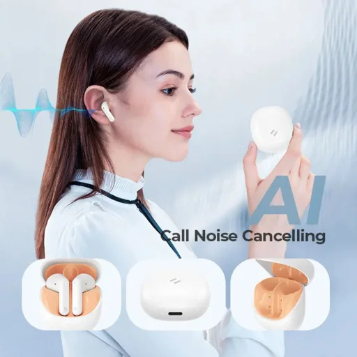 Wireless Earbuds (TW931) - Bluetooth 5.4, félfüles, mikrofon, TWS, ENC, Type-C, 300mAh - Fehér - 3