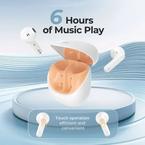 Wireless Earbuds (TW931) - Bluetooth 5.4, félfüles, mikrofon, TWS, ENC, Type-C, 300mAh - Fehér - 7
