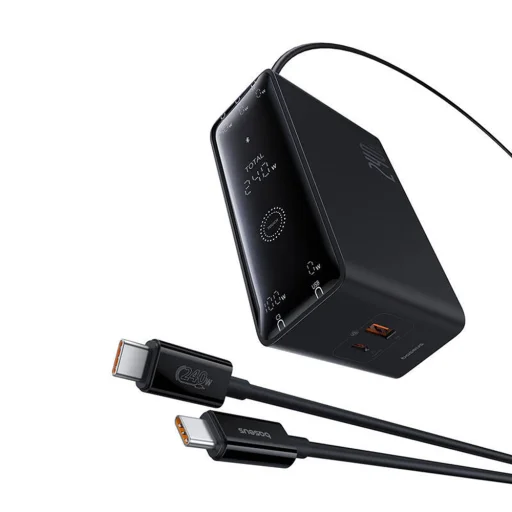 Baseus - Töltőállomás (P10163901113-00) - GaN, 3x USB-C, USB, DC, 240W, 1m - Fekete - 3