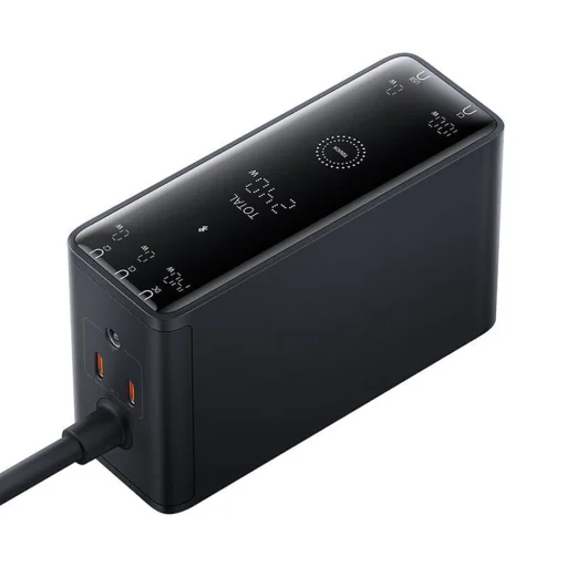 Baseus - Töltőállomás (P10163901113-00) - GaN, 3x USB-C, USB, DC, 240W, 1m - Fekete - 4