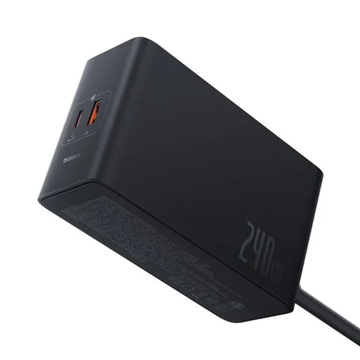 Baseus - Töltőállomás (P10163901113-00) - GaN, 3x USB-C, USB, DC, 240W, 1m - Fekete - 5