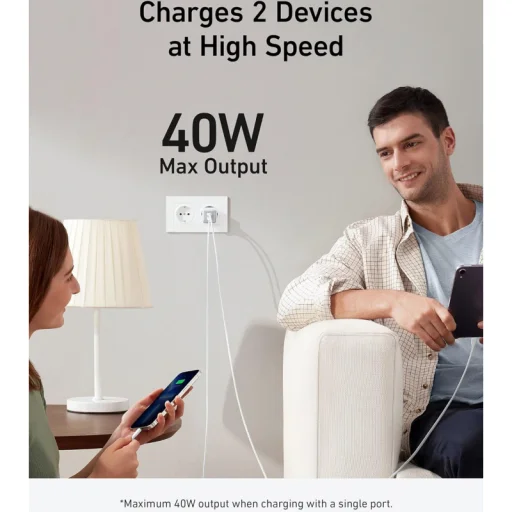 Fali töltő Anker 521 Nano Pro, 40W, 3A, 2 x USB-C, Fehér A2038G21 - 2