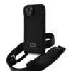  iPhone 15 Fekete Lacoste Iconic Petit Pique Crossbody Szőtt Logós Tok thumbnail