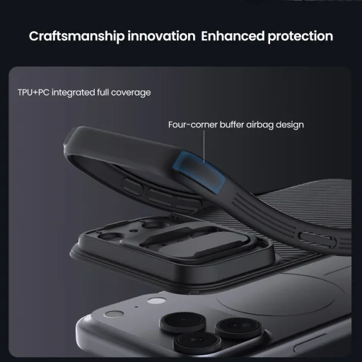  Apple iPhone 17 Pro Max Fekete Nillkin CamShield PRO Mágneses Kemény Tok magsafe - 6