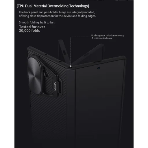  Samsung Galaxy Z Fold 7 Fekete Nillkin CamShield Prop Mágneses tok - 8