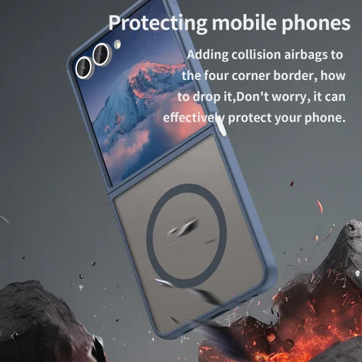 Samsung Galaxy Z Flip7 Navy Blue Techsuit - HaloFrost II MagSafe tok - 4