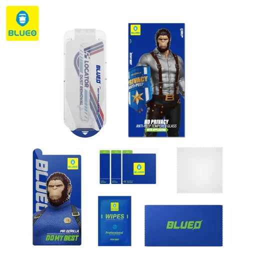 iPhone 14 Pro Max Fekete Blueo Anti-Peep Glass with Applicator Pro - 7