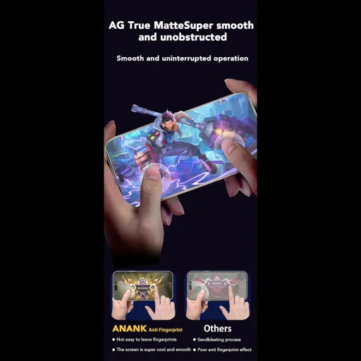 iPhone 16 Pro ANANK 2.5D 1X Megerősített Ujjlenyomatmentes Képernyővédő - Fekete üvegfólia - 7