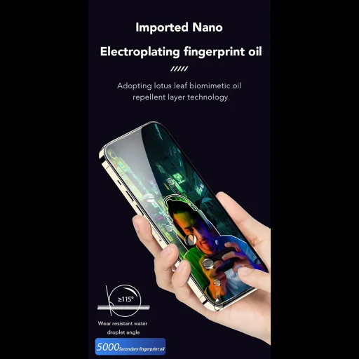 iPhone 16 Pro ANANK 2.5D 1X Megerősített Ujjlenyomatmentes Képernyővédő - Fekete üvegfólia - 3